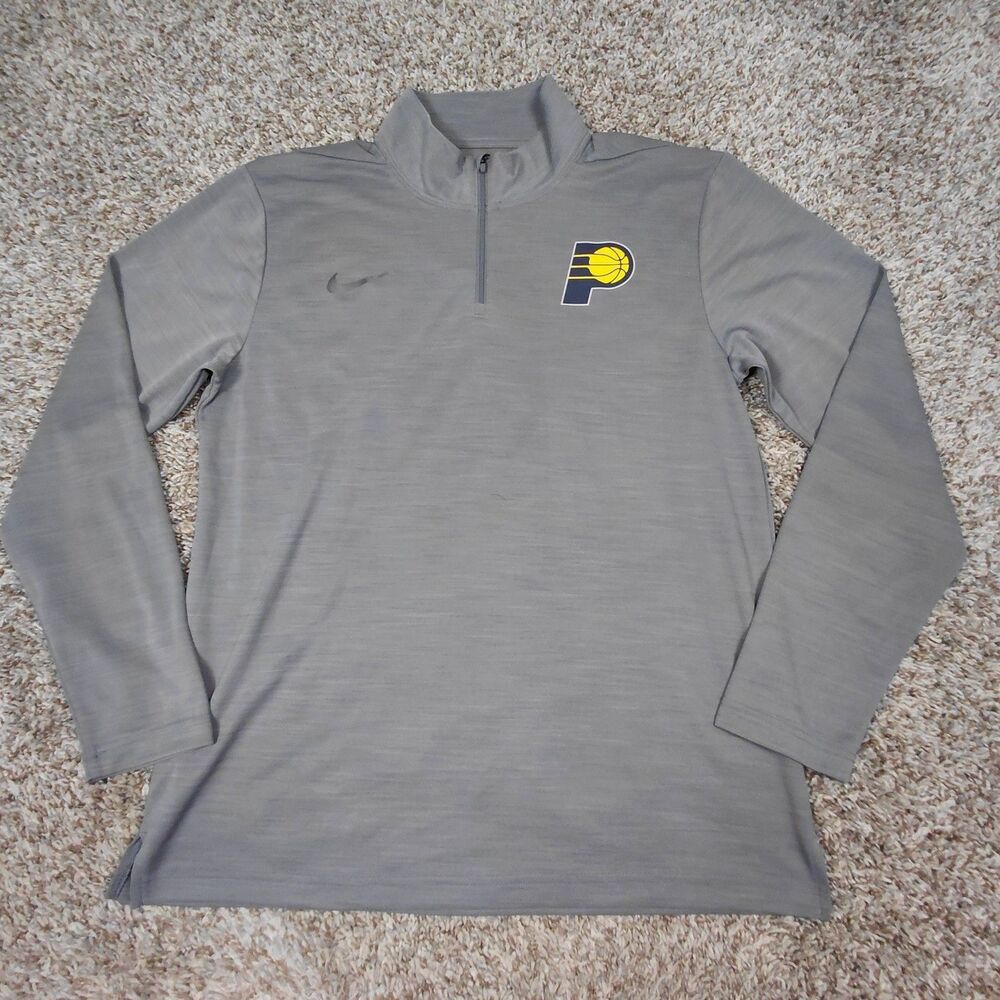 Nike Indiana Pacers 1/4 Zip Pullover Mens Large Grey NBA Dri Fit Lightweight